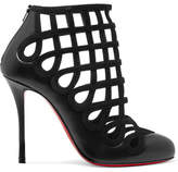 Christian Louboutin - Cajaboot 100 Cutout Leather And Suede Ankle Boots - Black