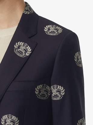Burberry Fil Coupe Crest Wool Tailored Jacket