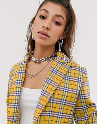 O'mighty O Mighty cropped blazer in bright check co-ord