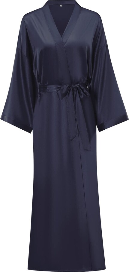 V Vaborous Women's Soft Plus Size Long Silk Robes Long Satin Robes