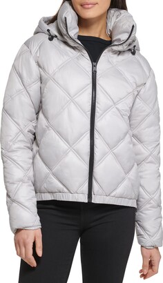 Kenneth Cole Women's Diamond Quilted Hooded Puffer