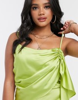 Thumbnail for your product : 4th & Reckless midi cami dress with frill detail in lime green