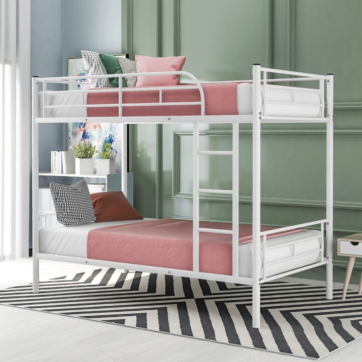GEROJO Twin over Twin Metal Bunk Bed, Converts into 2 Separate Twin