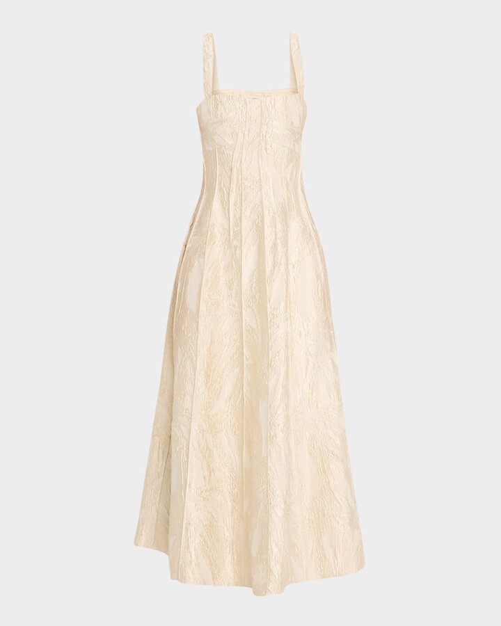 SIMKHAI Maya Pintuck Jacquard Midi Dress