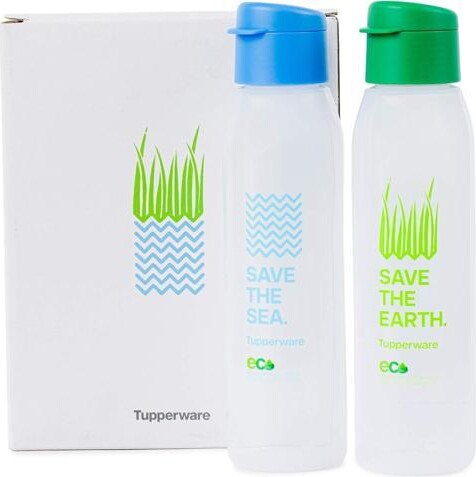 miqpower Tupperware Round 500ml Fliptop Bottle Cool n Chic, Save Earth Save Sea 2pc