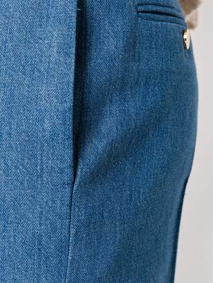 Thom Browne Slim Fit Mid-Rise Pintuck Trouser In Stone Bio Denim