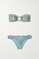 Thumbnail for your product : Zimmermann Fiesta Ring-embellished Paisley-print Bandeau Bikini