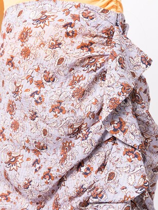 Veronica Beard Asymmetric Floral Ruffle Skirt