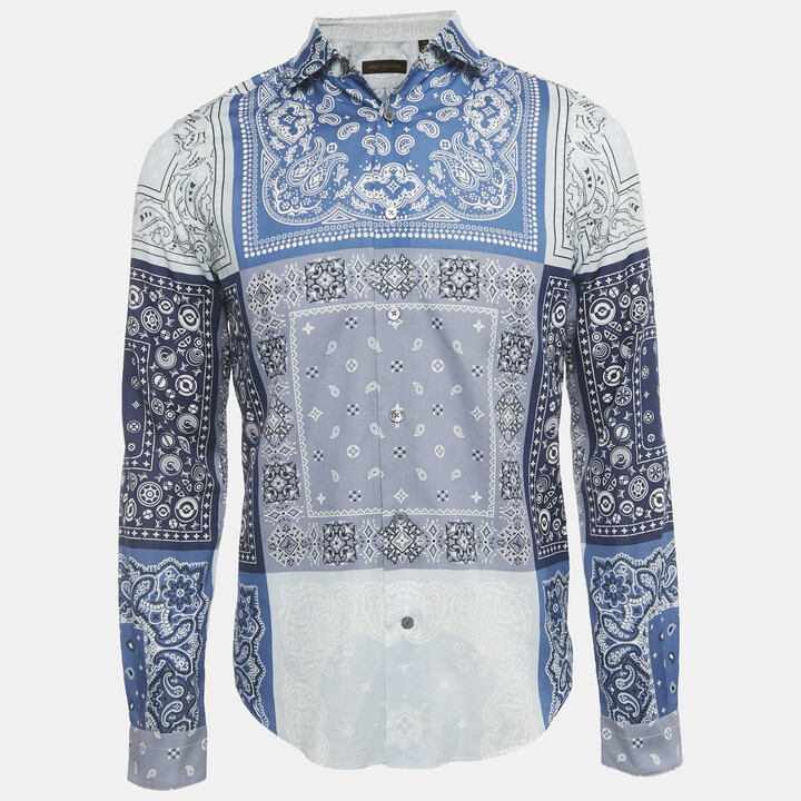 Louis Vuitton Blue Bandana Print Cotton Long Sleeve Shirt S