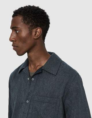 Acne Studios Button Up Flannel Shirt in Carbon Grey