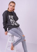 Thumbnail for your product : Missy Empire Frieda Dark Grey Normal People Scare Me Sweatshirt