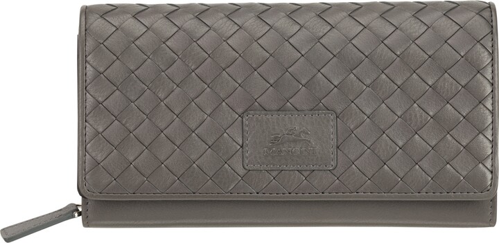 Mancini Women's Basket Weave Collection Rfid Secure Clutch Wallet