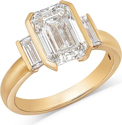 Bloomingdale's Fine Collection Luxe Collection Certified Lab Grown Diamond Emerald Cut & Baguette Engagement Ring in 14K Yellow Gold, 3.5 tcw