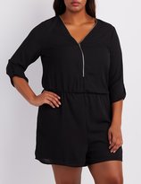 Thumbnail for your product : Charlotte Russe Plus Size Zip-Front Romper