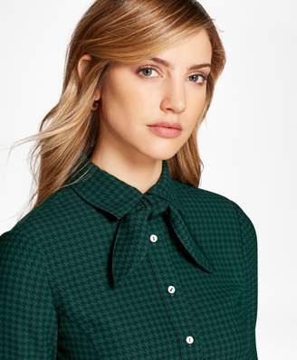 Brooks Brothers Houndstooth Crepe Blouse