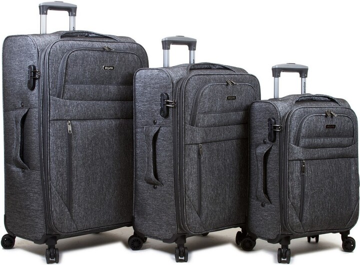 Dejuno Aurora Lightweight Denim 3Piece Spinner Luggage Set Black
