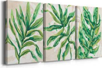 Darby Home Co Parchment Palms I -Custom Wrapped Gallery Canvas - 3 Pieces