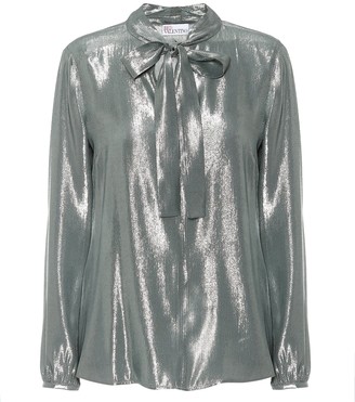 RED Valentino Metallic pussy-bow blouse