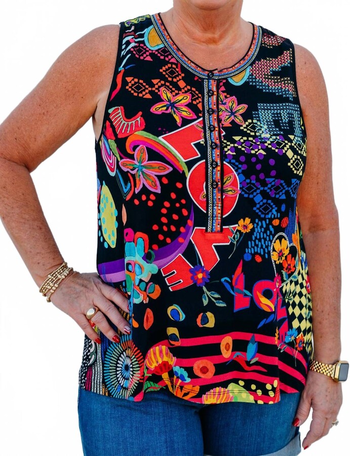 Johnny Was The Janie Favorite Henley Swing Tank In Jenny Scarf