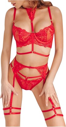 Occus Women Lingerie Set with Garter Belts Lace Garter Lingerie Set Sexy Bra  and Panty Underwire Lingerie Sets - ShopStyle