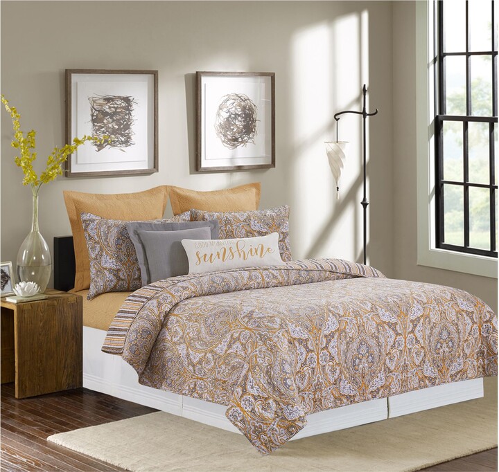 Valerie Parr Hill Shay Damask King Bedding 3 Piece Quilt Set by V alerie