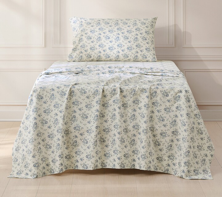 Lush Decor Rose Garden Cotton Sheet Set Blue 3- Piece Set Twin