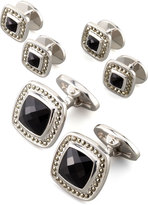 Thumbnail for your product : Jan Leslie Square Faceted Onyx Cuff Links & Studs Set