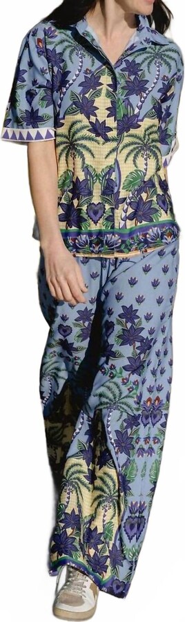 BRITON COURT Sarah Wide Leg Pants In Blue Lotus