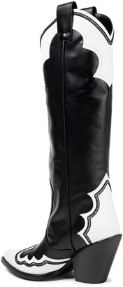 Redemption Bead-embellished Two-tone Leather Knee Boots