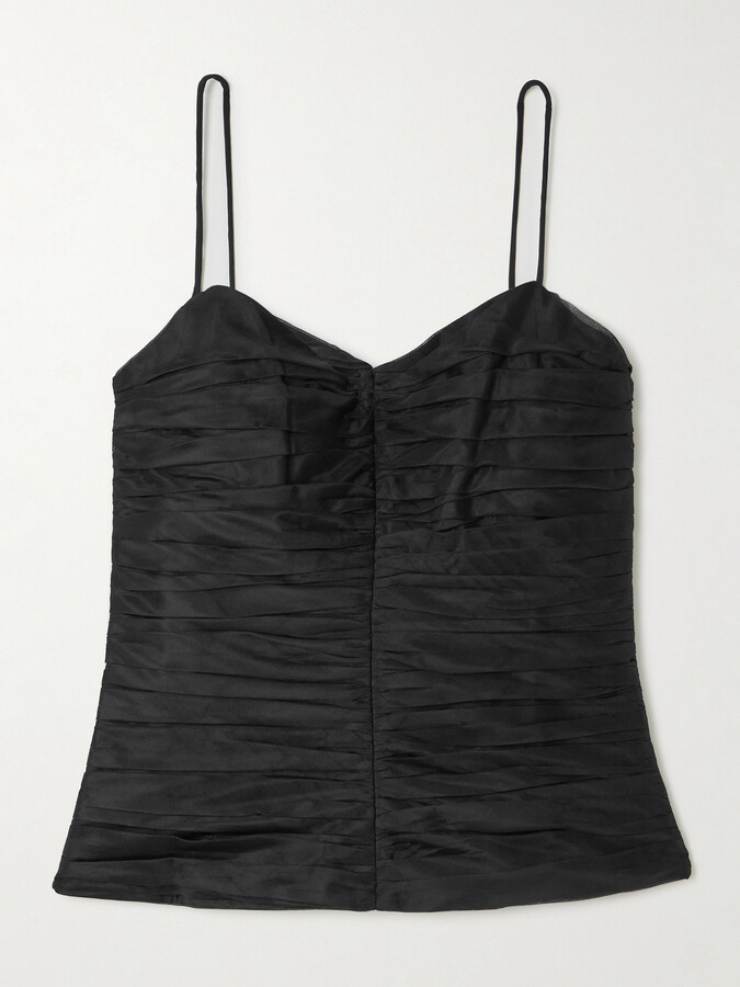 Aje Gia Ruched Crepe Top - Black