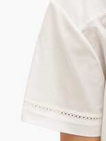Thumbnail for your product : POUR LES FEMMES Eyelet Lace-trim Cotton-lawn Pyjamas - White