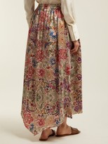 Thumbnail for your product : By Walid Margot Floral-print Silk Midi Skirt - Pink Print