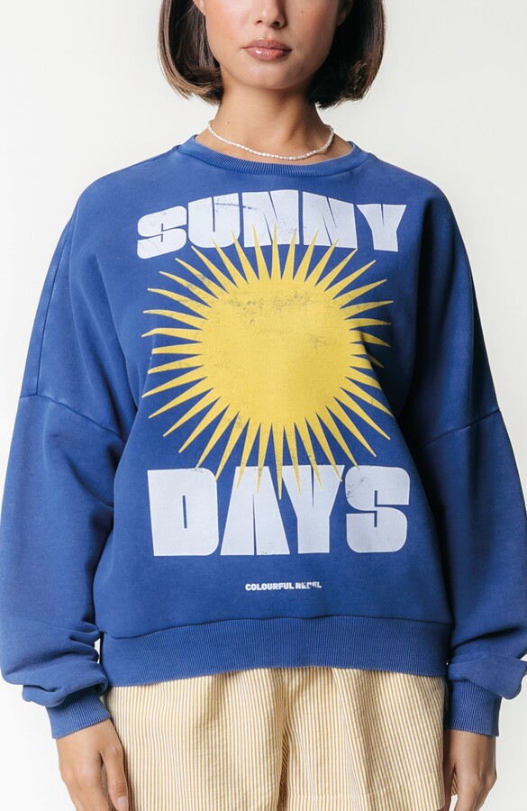 Colourful Rebel Sunny Days Acid Wash Dropped Shoulder Sweat