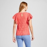 Thumbnail for your product : Merona Women's Lace Ruffle Sleeve Top