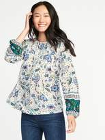 Thumbnail for your product : Old Navy Smocked Crinkle-Gauze Blouse for Women