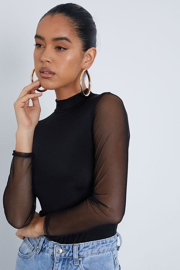 mesh top high neck
