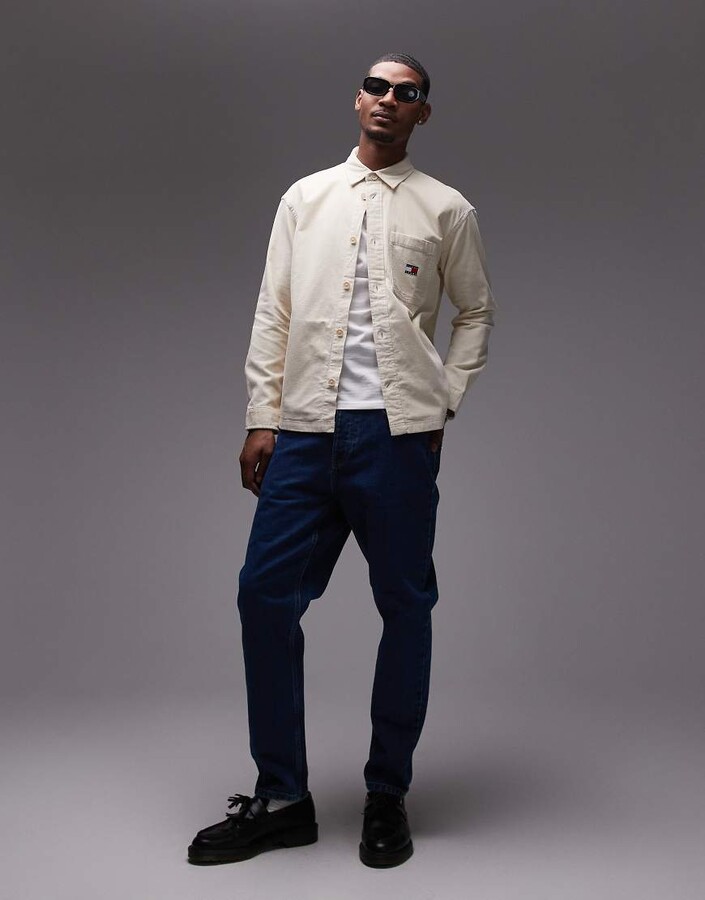 Tommy Jeans cord overshirt in beige