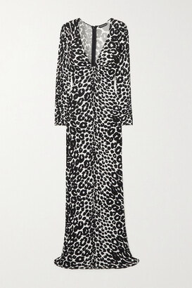 Tom Ford Twist-front Leopard-print Jersey Maxi Dress