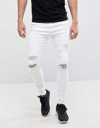 Good For Nothing Muscle Fit Jeans In White With Distressing