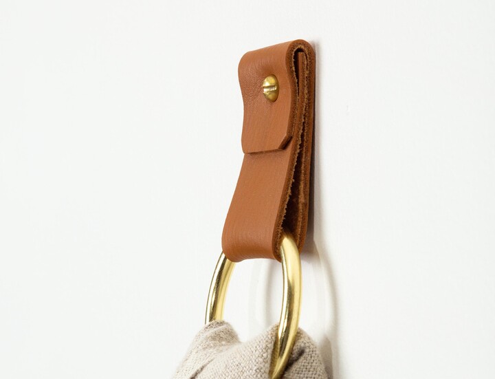 Small Wide Leather Wall Hanging Strap Towel Ring Hook Loop Bathroom Or Kitchen Scarf Storage Scandinavian Modern Home Decor Echo Friendly