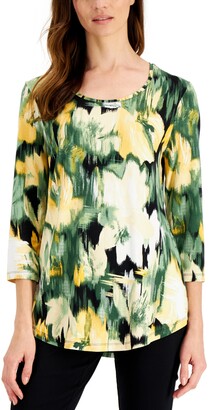 JM Collection Printed 3/4-Sleeve Top, Created for Macy's - ShopStyle