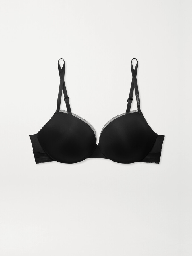 CALVIN KLEIN - Sculpted Demi Lift Stretch-jersey And Mesh Underwired Bra - Black