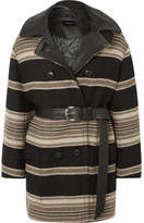 Thumbnail for your product : Isabel Marant Hilda Belted Striped Wool-blend Coat - Black