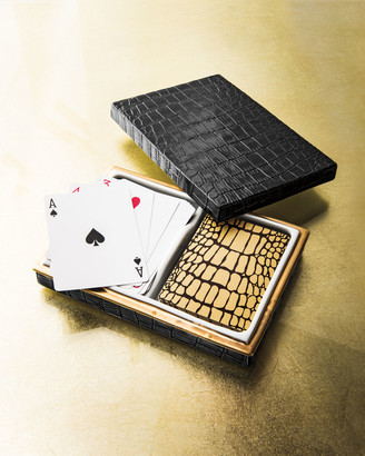 L'OBJET Crocodile-Embossed Box with Playing Cards