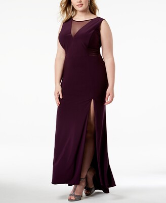 Morgan & Company Trendy Plus Size Mesh-Inset Gown