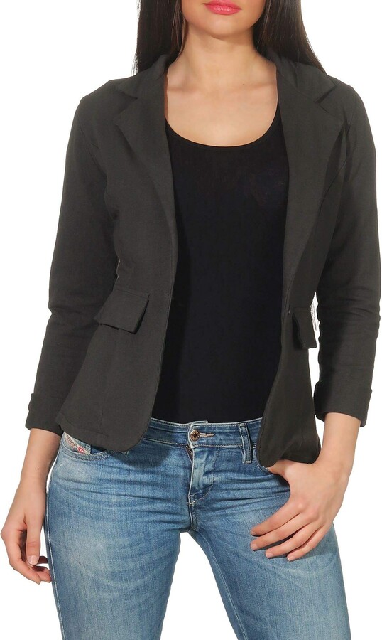 Malito Women´s Classic Blazer Basic-Look Short Jersey Jacket 1654