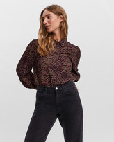 Thumbnail for your product : Vero Moda Women's Black Printed Shirts - Una Long Sleeve Shirt - Size One Size, S at The Iconic