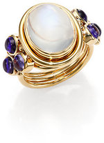 Thumbnail for your product : Temple St. Clair Classic St. Paolo Royal Blue Moonstone, Tanzanite & 18K Yellow Gold Oval Ring