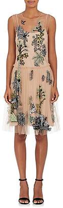 Alberta Ferretti Women's Jungle-Pattern Embellished Tulle Dress - Nudeflesh