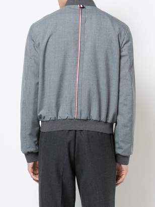 Thom Browne Zip Front Blousson Ribbed Jacket With Center Back Red, White And Blue Selvedge In School Uniform Plain Weave